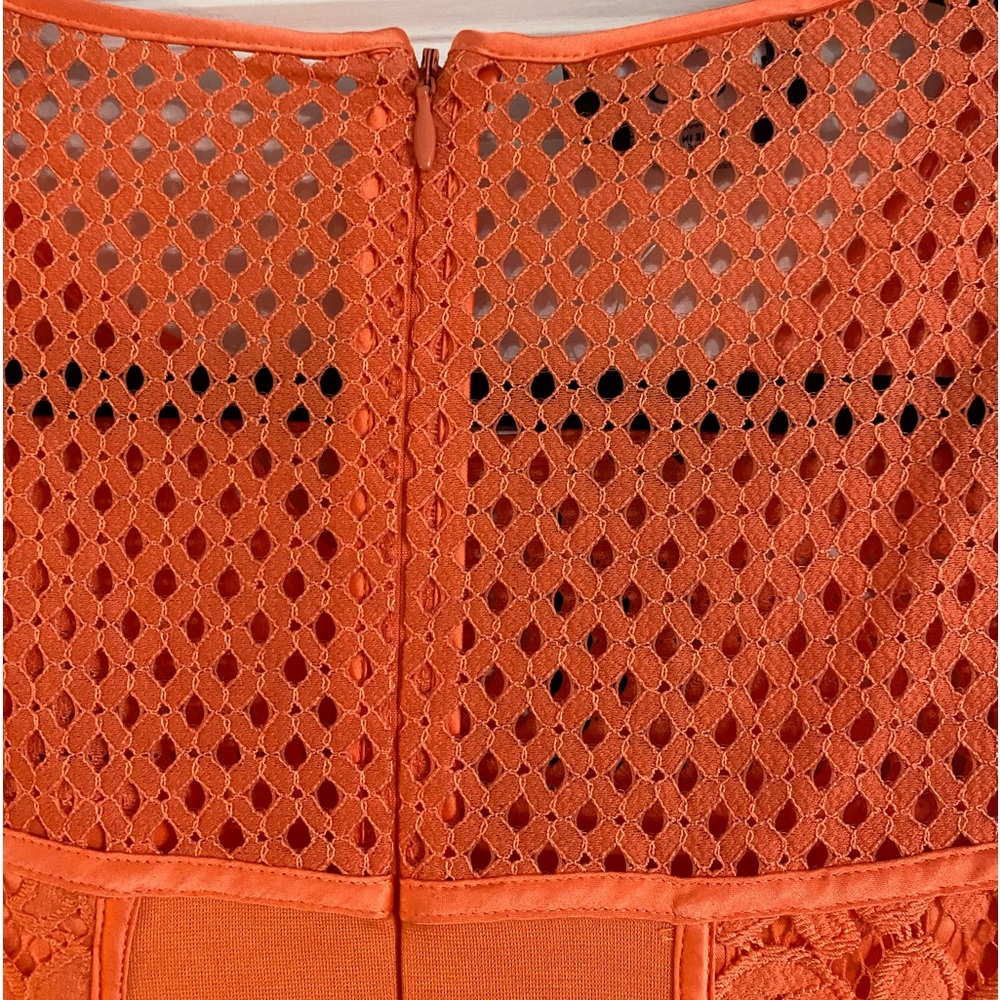 NWT Bebe Orange Lace Paneled Short Sleeve Top - Picture 7 of 10
